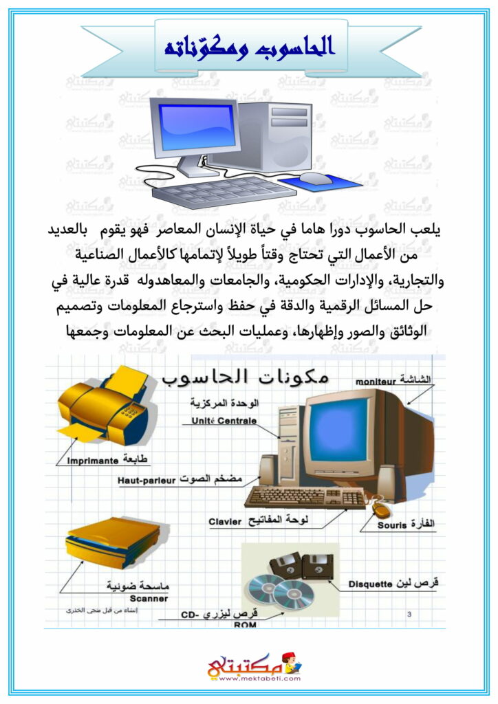 بحث عن الحاسب الآلي ومكوناته